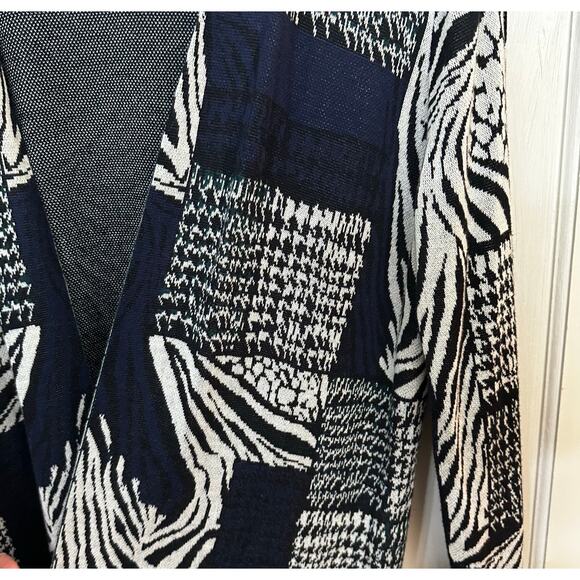 Easywear by Chico’s Size 3 Open Front Cardigan XL Womens Soft Knit Blue White - Picture 6 of 9